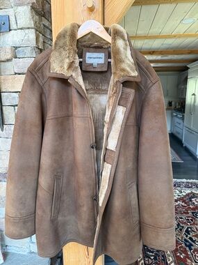 Johnston & Murphy Brown Shearling Pea Coat